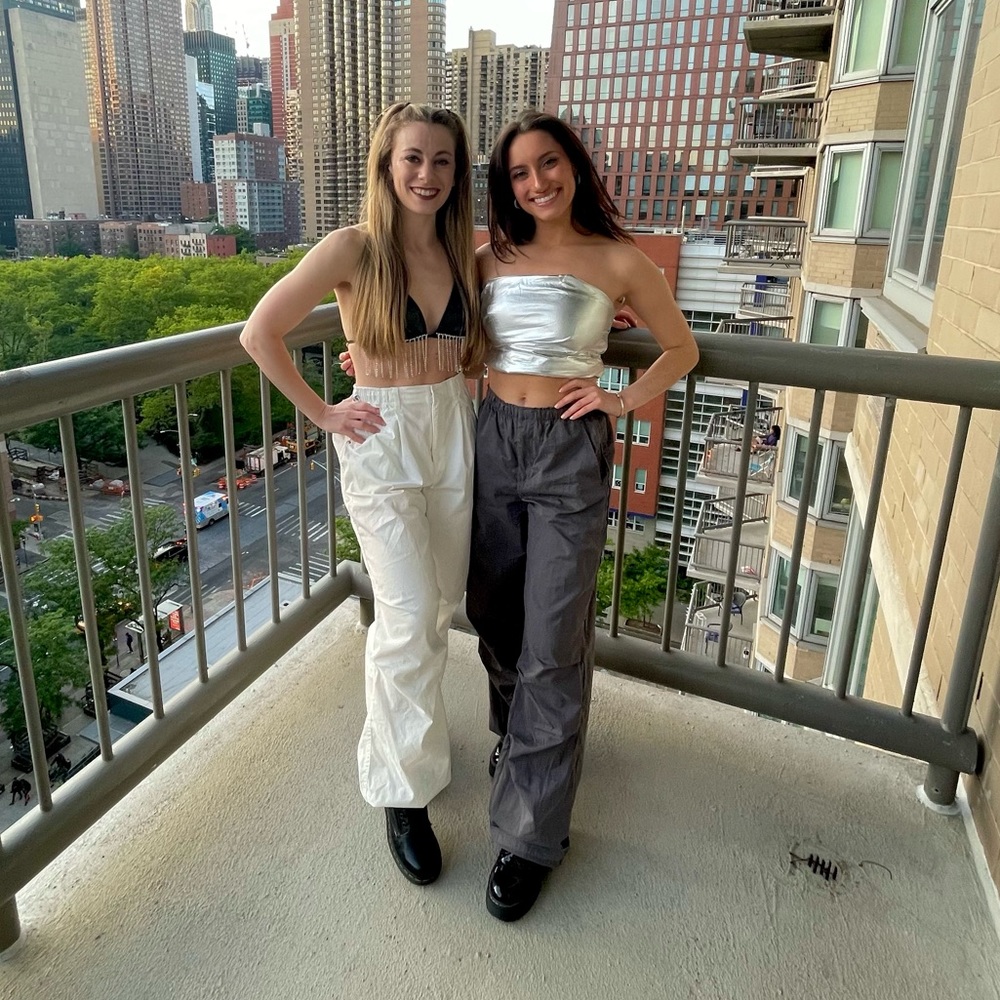 Gray parachute pants